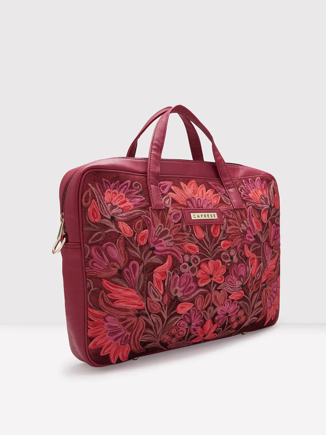 Caprese Tresna Large Maroon Laptop Tote Bag