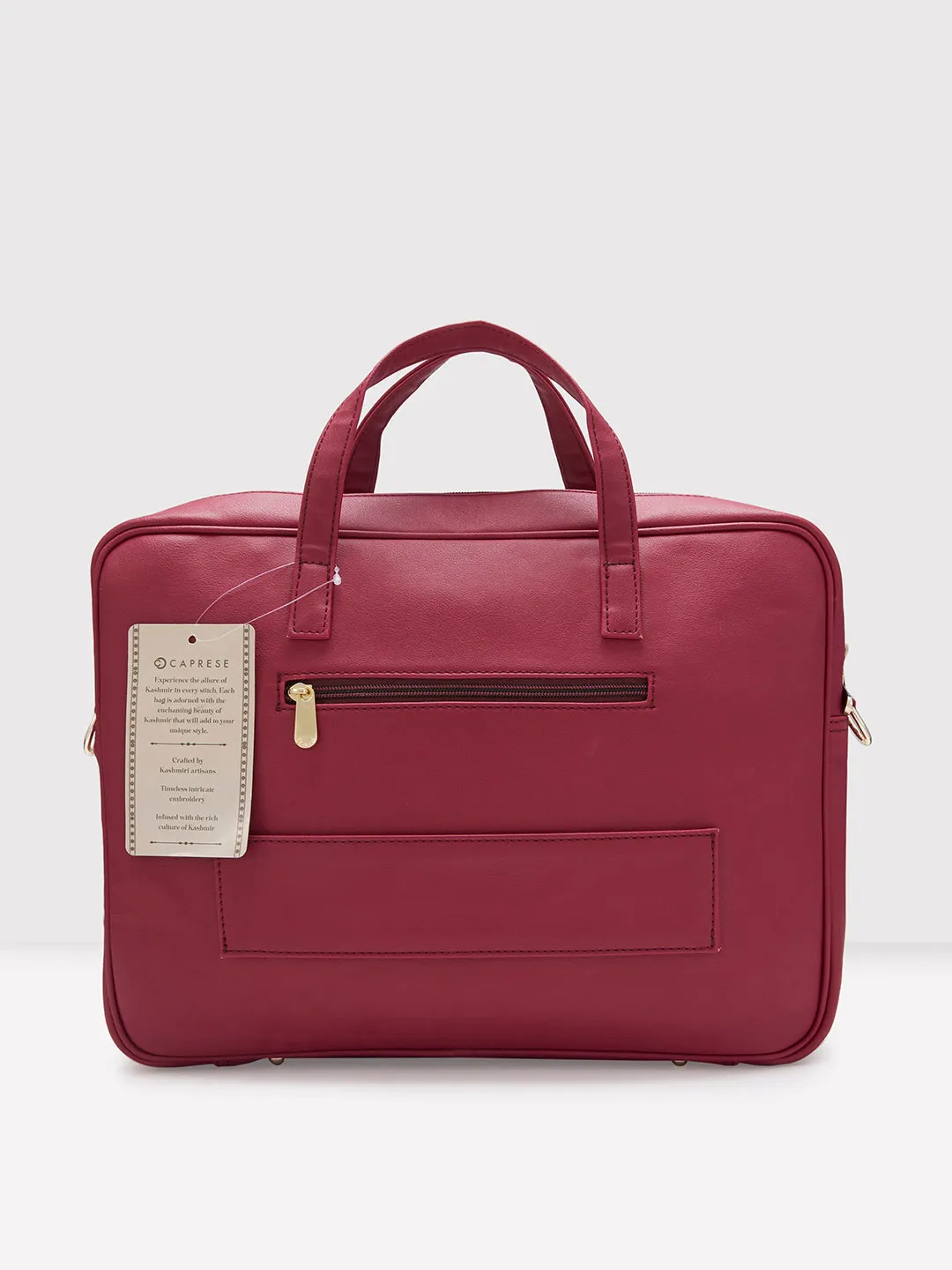 Caprese Tresna Large Maroon Laptop Tote Bag