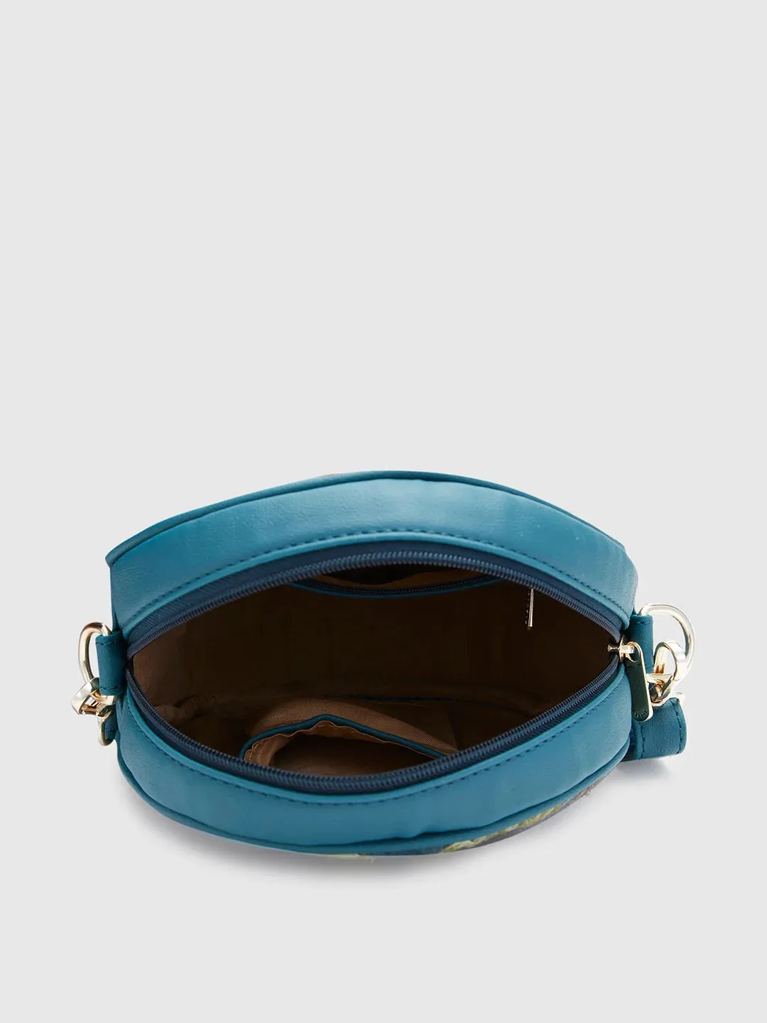Caprese Tresna Medium Embroidery Green Sling Bag