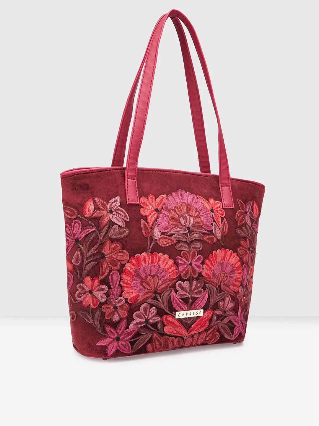 Caprese Tresna Medium Maroon Tote Bag