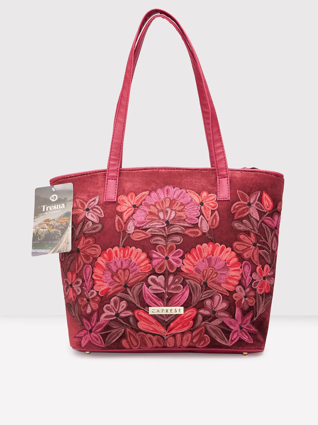 Caprese Tresna Medium Maroon Tote Bag