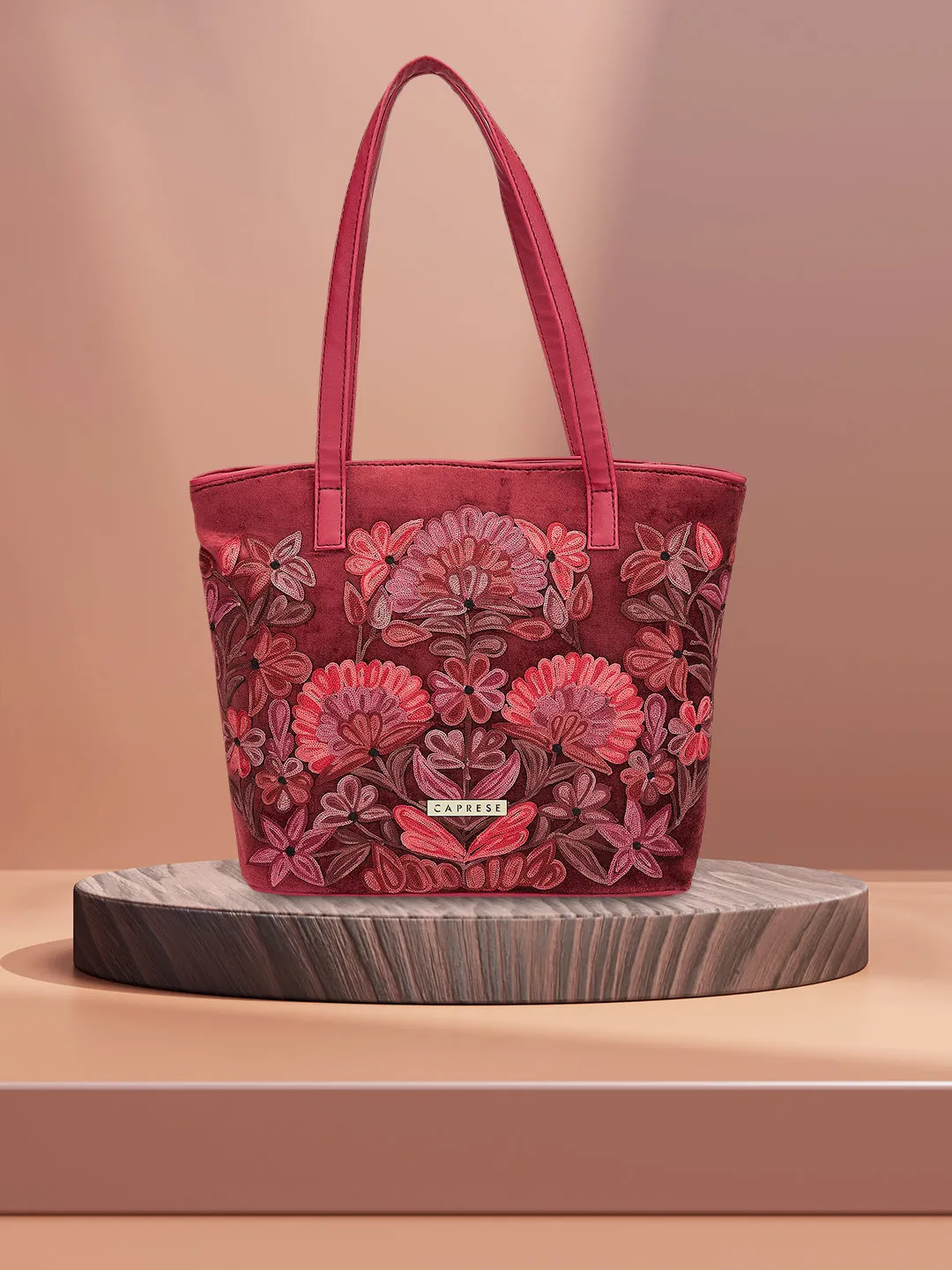Caprese Tresna Medium Maroon Tote Bag