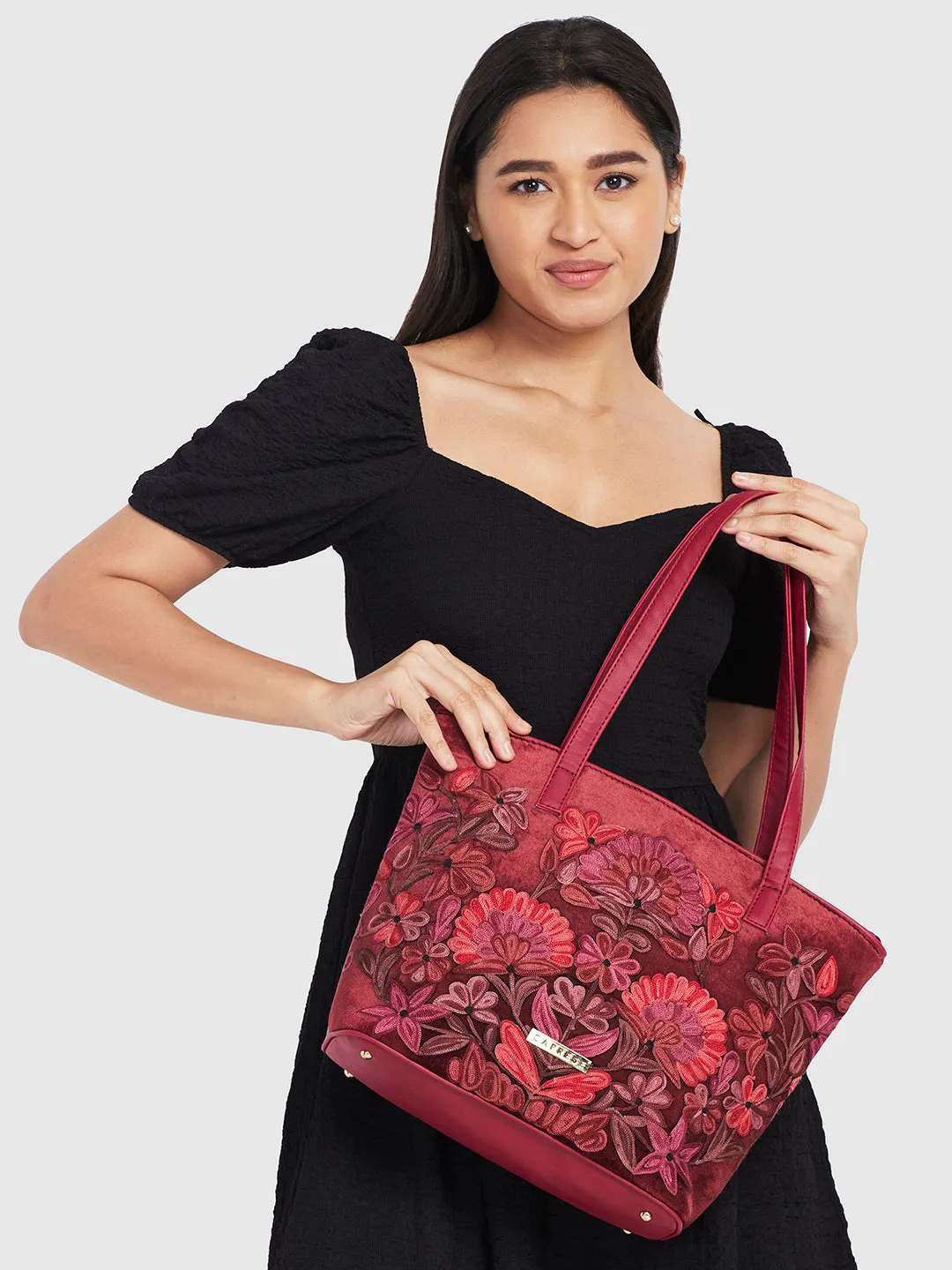 Caprese Tresna Medium Maroon Tote Bag