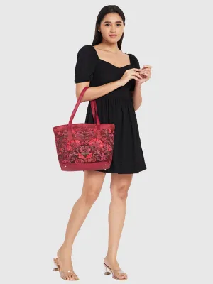 Caprese Tresna Medium Maroon Tote Bag