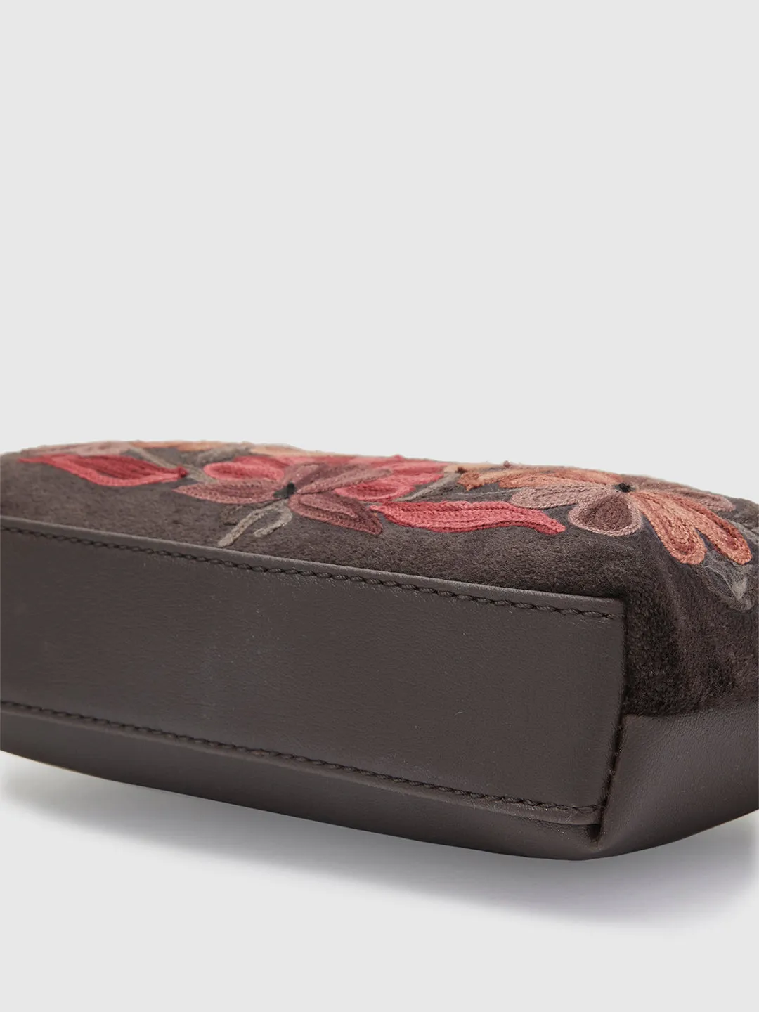 Caprese Tresna Small Embroidery Brown Sling Bag