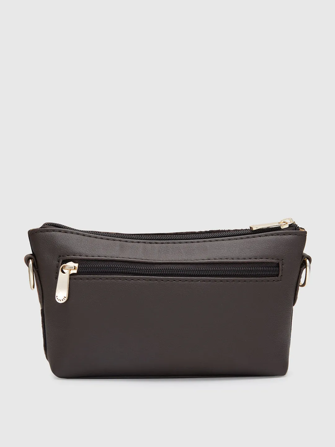 Caprese Tresna Small Embroidery Brown Sling Bag
