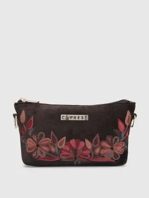 Caprese Tresna Small Embroidery Brown Sling Bag