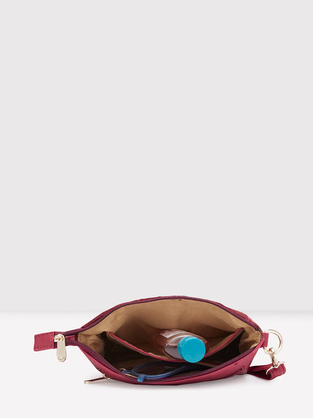 Caprese Tresna Small Maroon Sling Bag