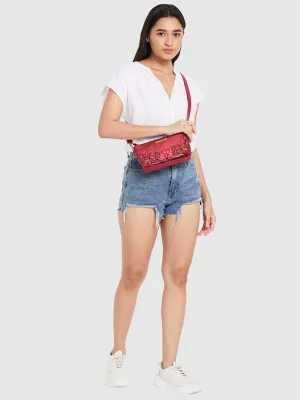 Caprese Tresna Small Maroon Sling Bag