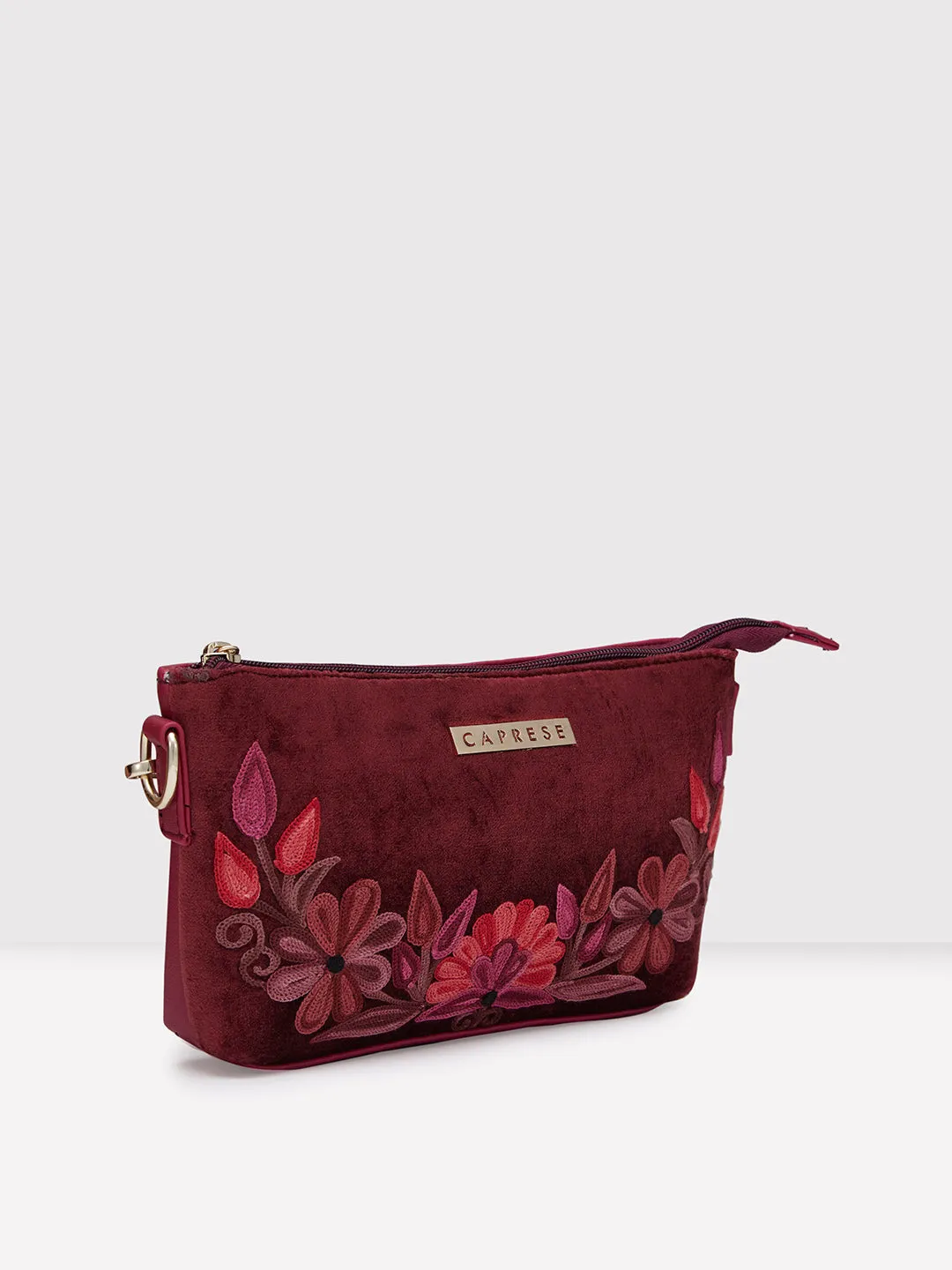 Caprese Tresna Small Maroon Sling Bag