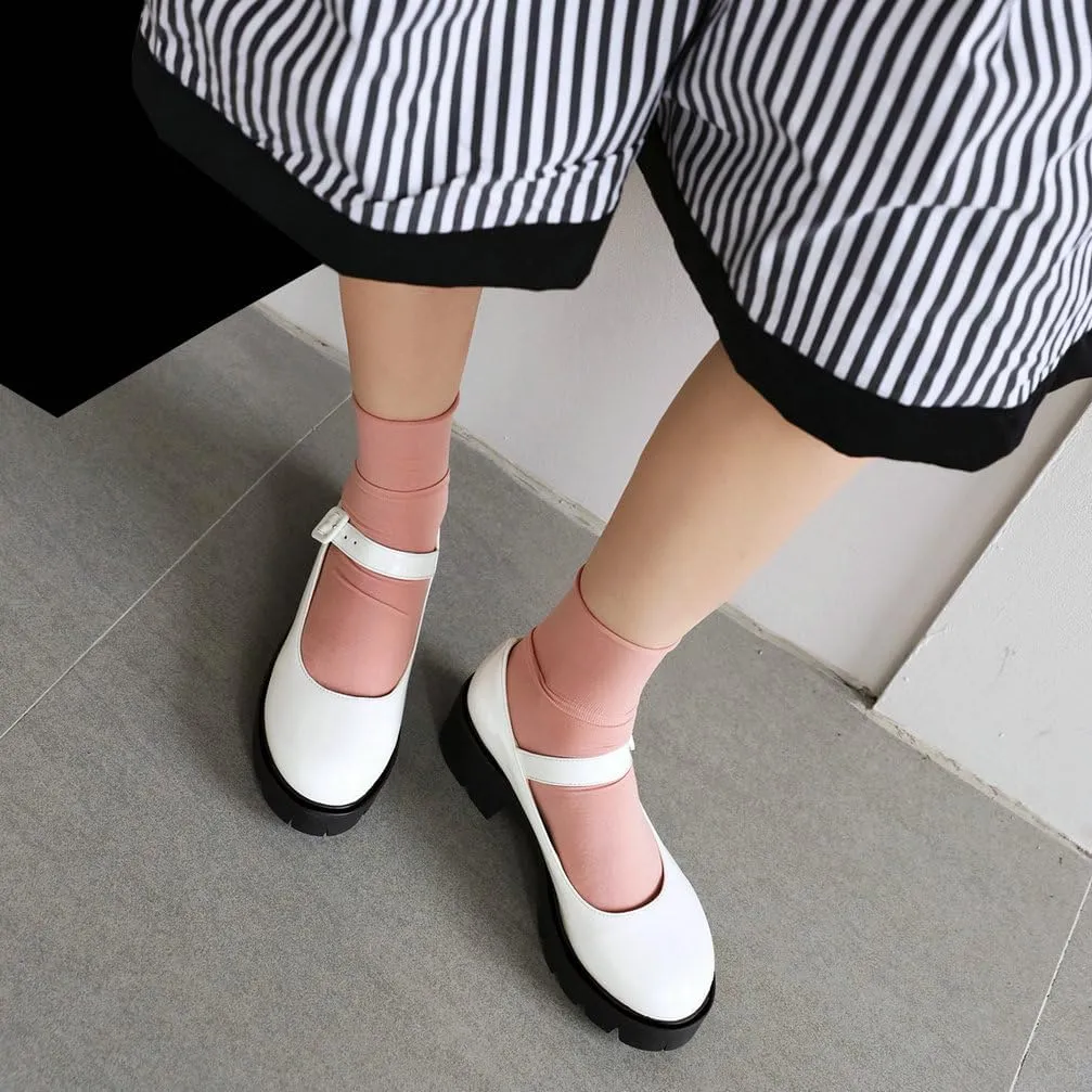 Caradise Womens Chunky Mary Jane Platform Shoes Patent Leather Uniform Dress Shoes