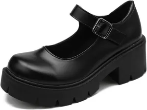 Caradise Womens Chunky Mary Jane Platform Shoes Patent Leather Uniform Dress Shoes