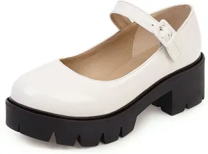 Caradise Womens Chunky Mary Jane Platform Shoes Patent Leather Uniform Dress Shoes
