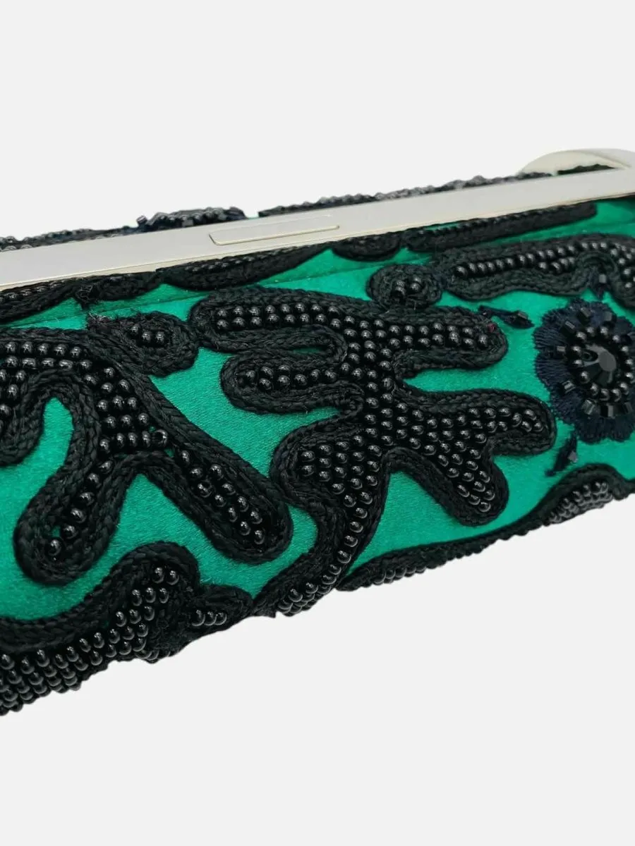CAROLINA HERRERA Insignia Green & Black Clutch