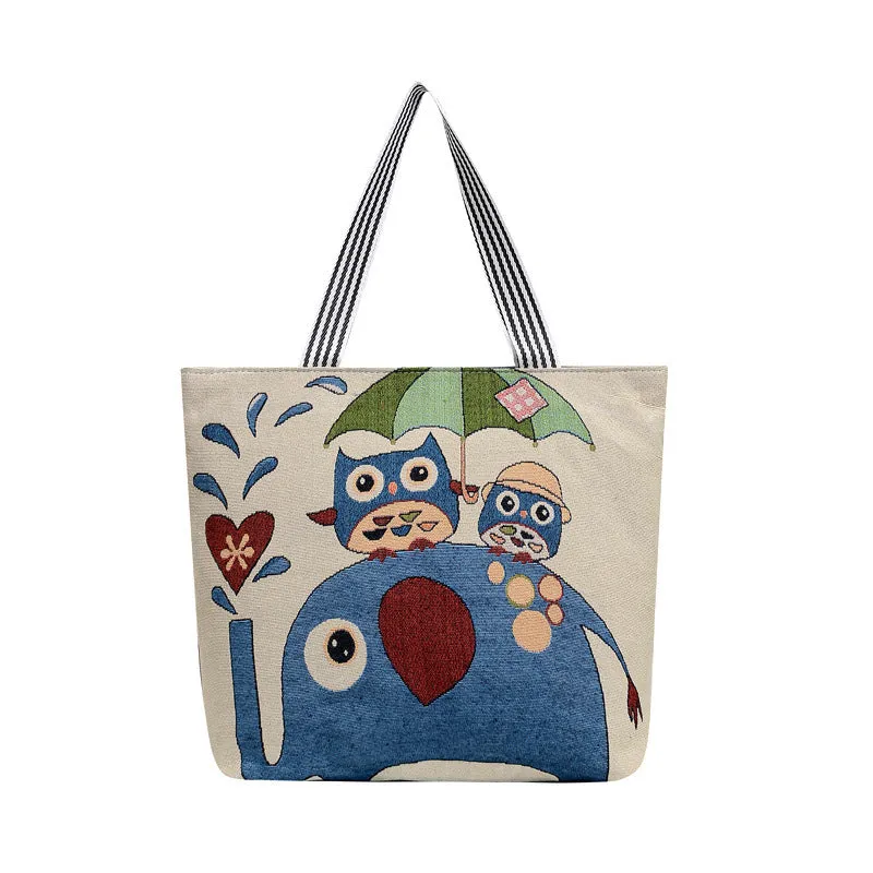 Cartoon Embroidered Leisure Big Owl Embroidery Bags