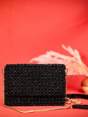 Cathy Black Suede Handcrafted Clutch