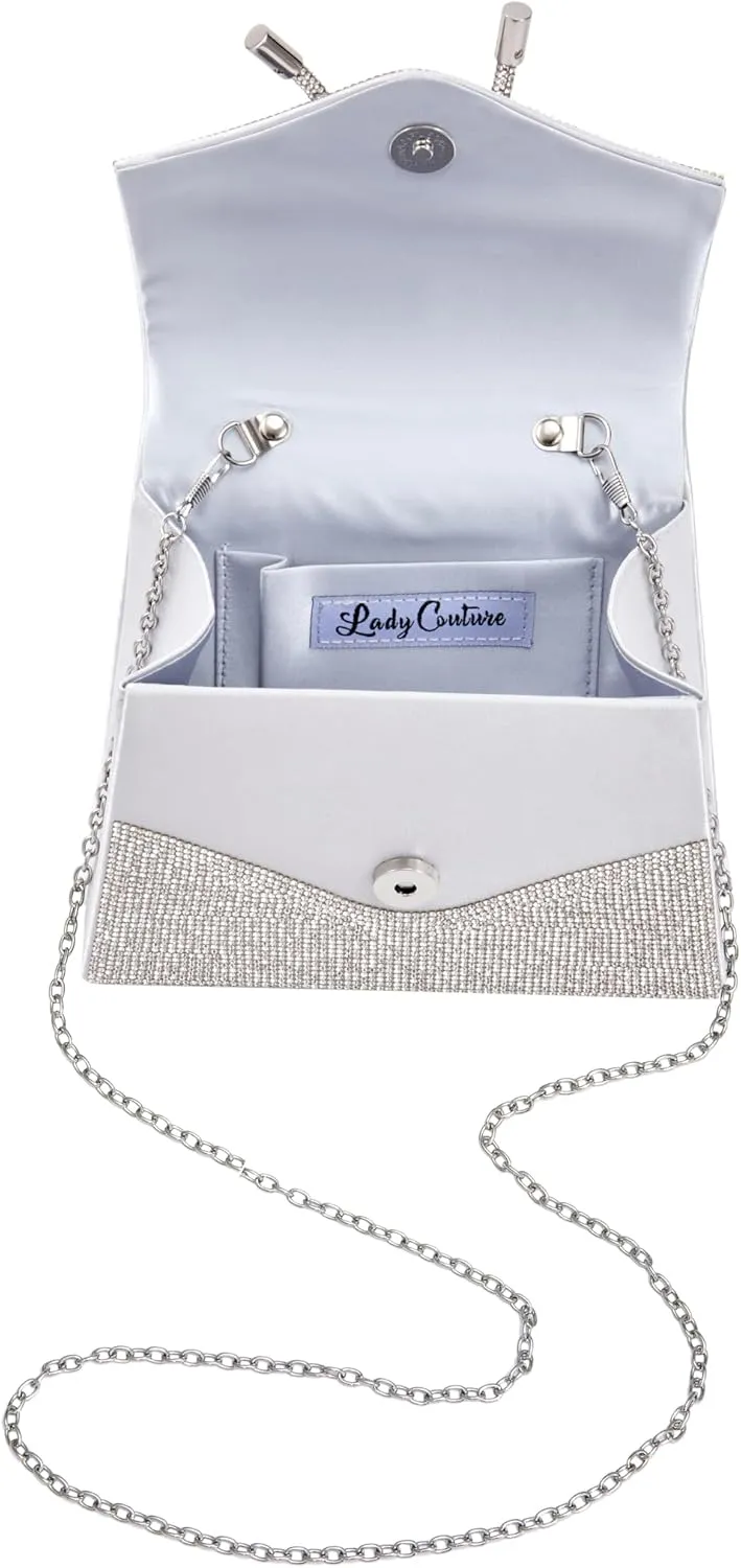 CELINA Rhinestone Covered Bow Detail Evening Clutch Bag