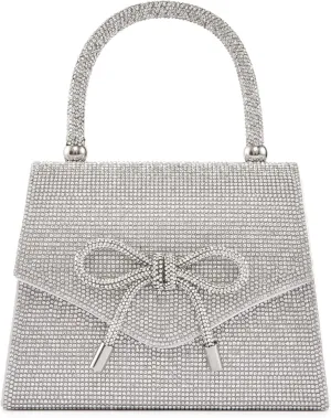CELINA Rhinestone Covered Bow Detail Evening Clutch Bag