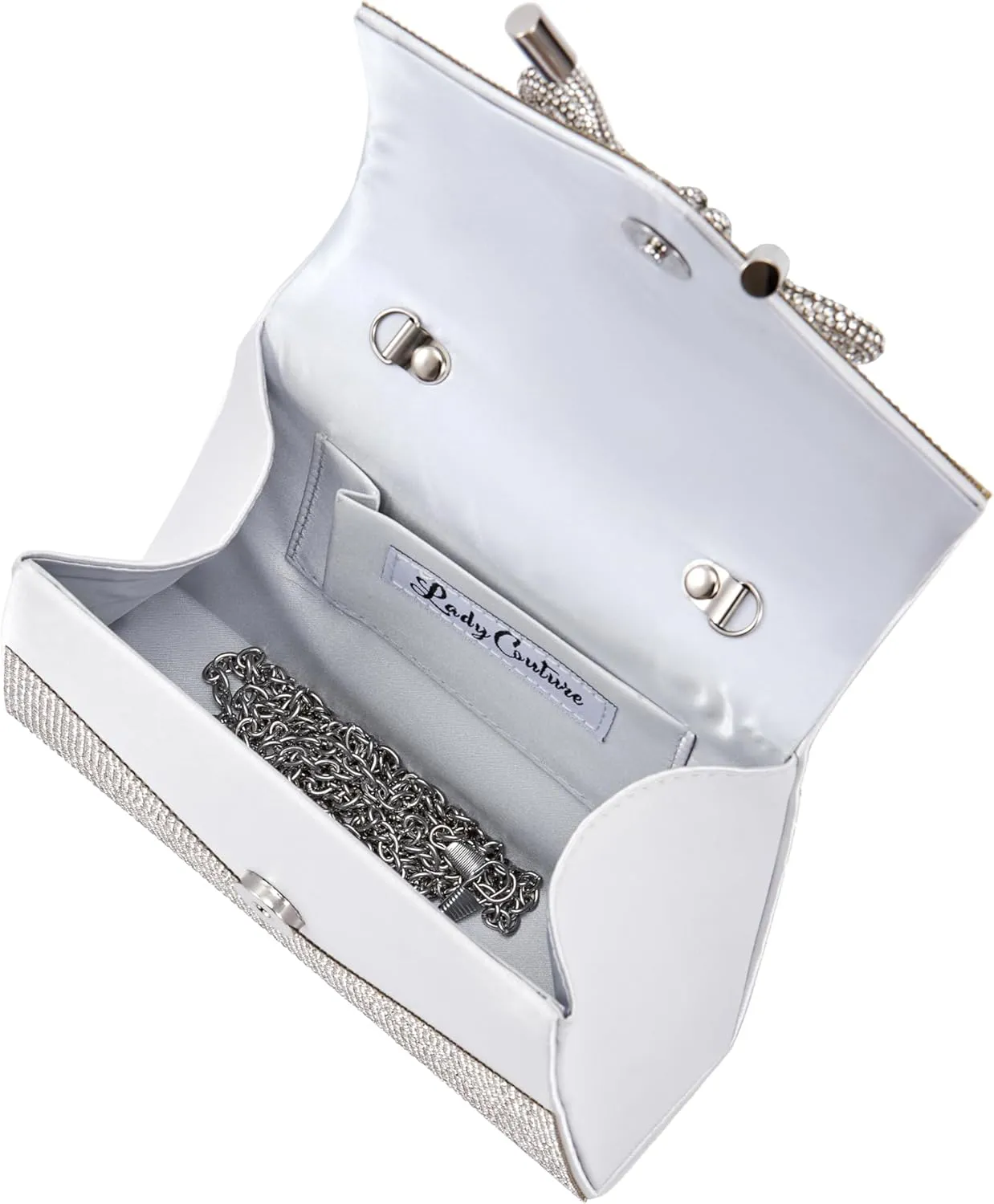 CELINA Rhinestone Covered Bow Detail Evening Clutch Bag