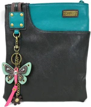 CHALA SWING Pack Smartphone Cross-Body Purse Purse Charm (Black_teal Butterfly)