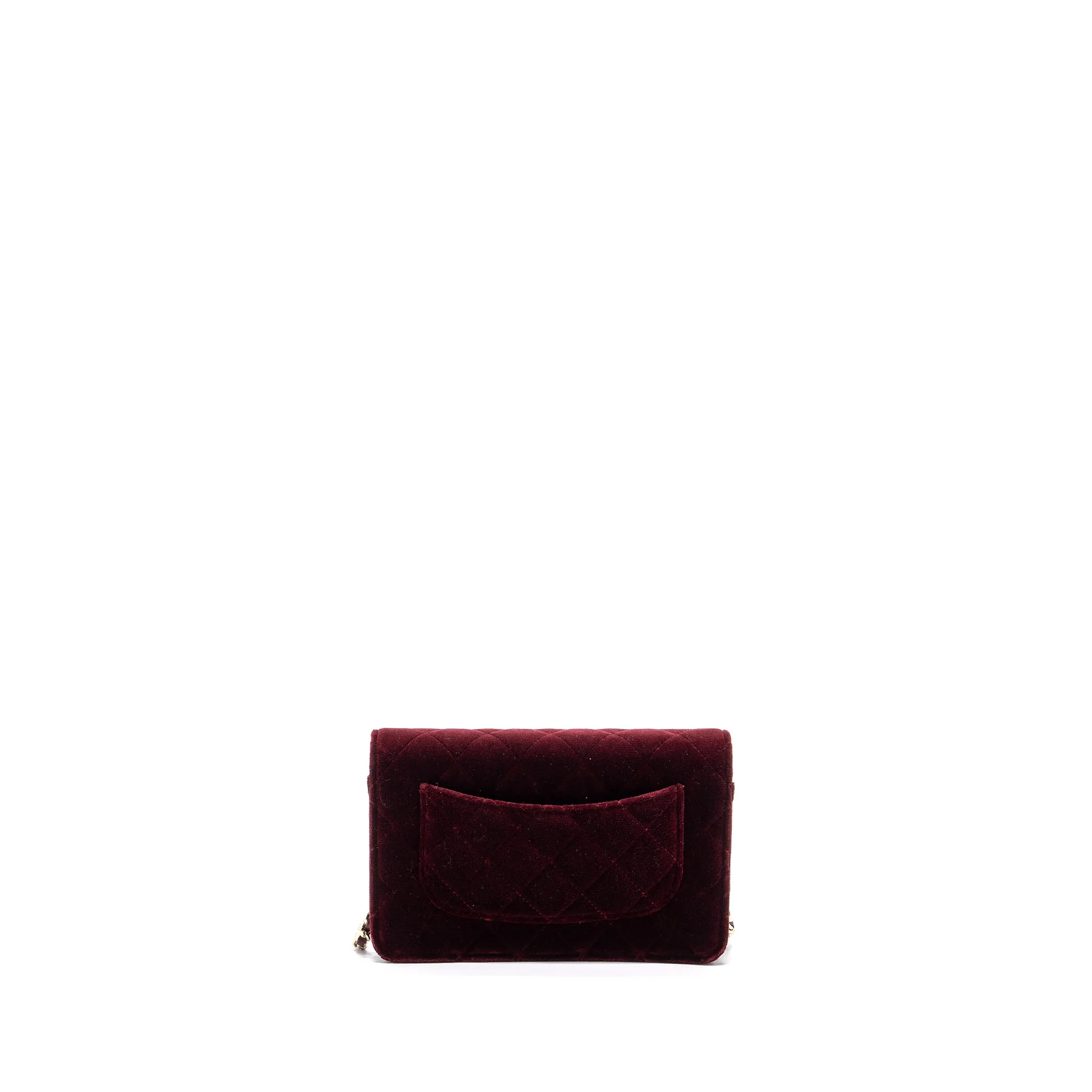 Chanel Crystal Pearl Crush Wallet On Chain Velvet Burgundy LGHW
