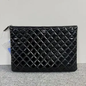 Chanel Quilted Patent Black Clutch