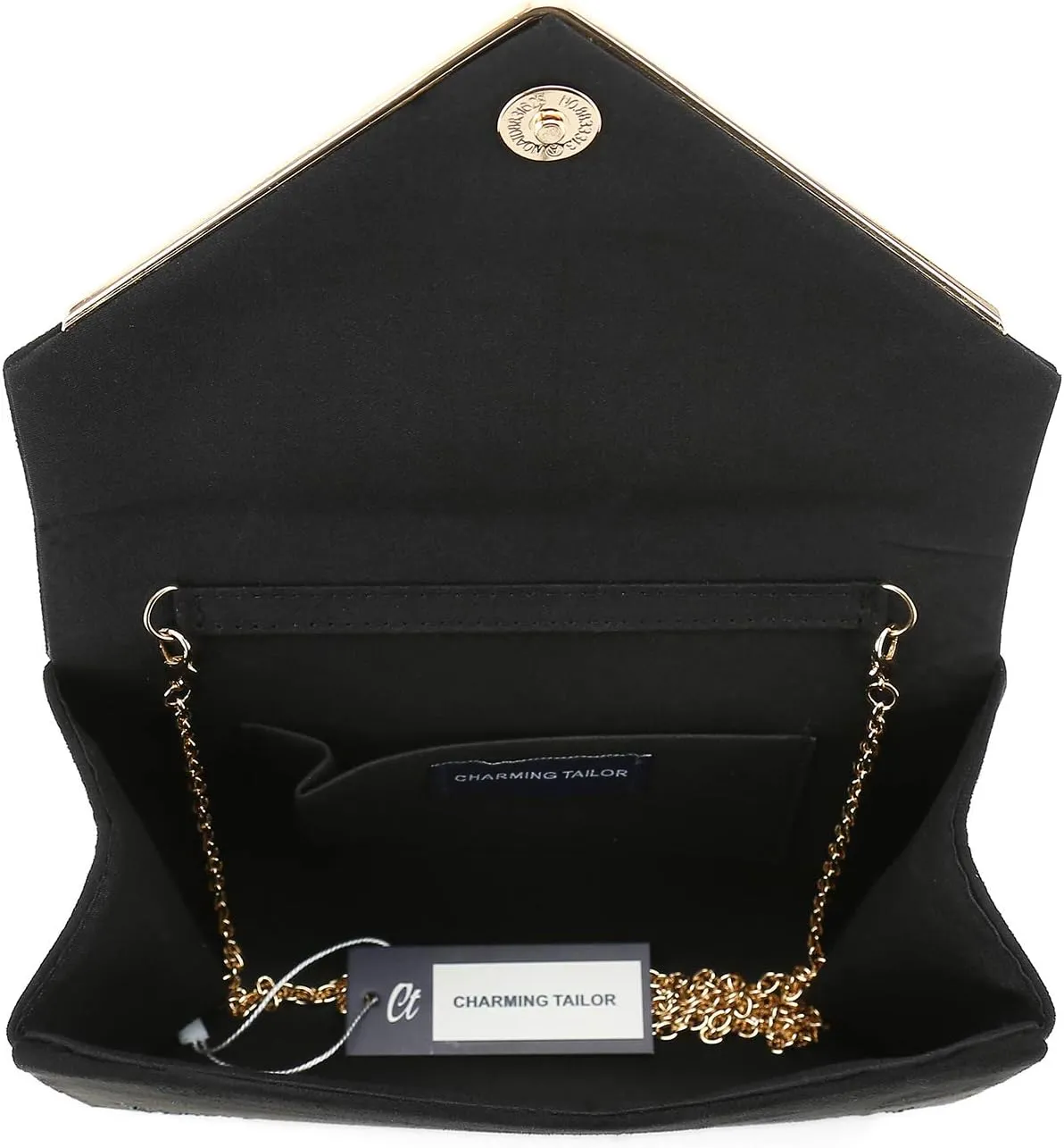 CHARMING TAILOR Envelope Purse Formal Faux Suede Clutch Rhinestone Evening Bag for Women Party Handbag