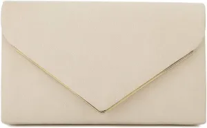 CHARMING TAILOR Faux Suede Clutch Bag Elegant Metal Binding Evening Purse for Wedding/Prom/Black-Tie Events