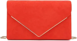 CHARMING TAILOR Faux Suede Clutch Bag Elegant Metal Binding Evening Purse for Wedding/Prom/Black-Tie Events