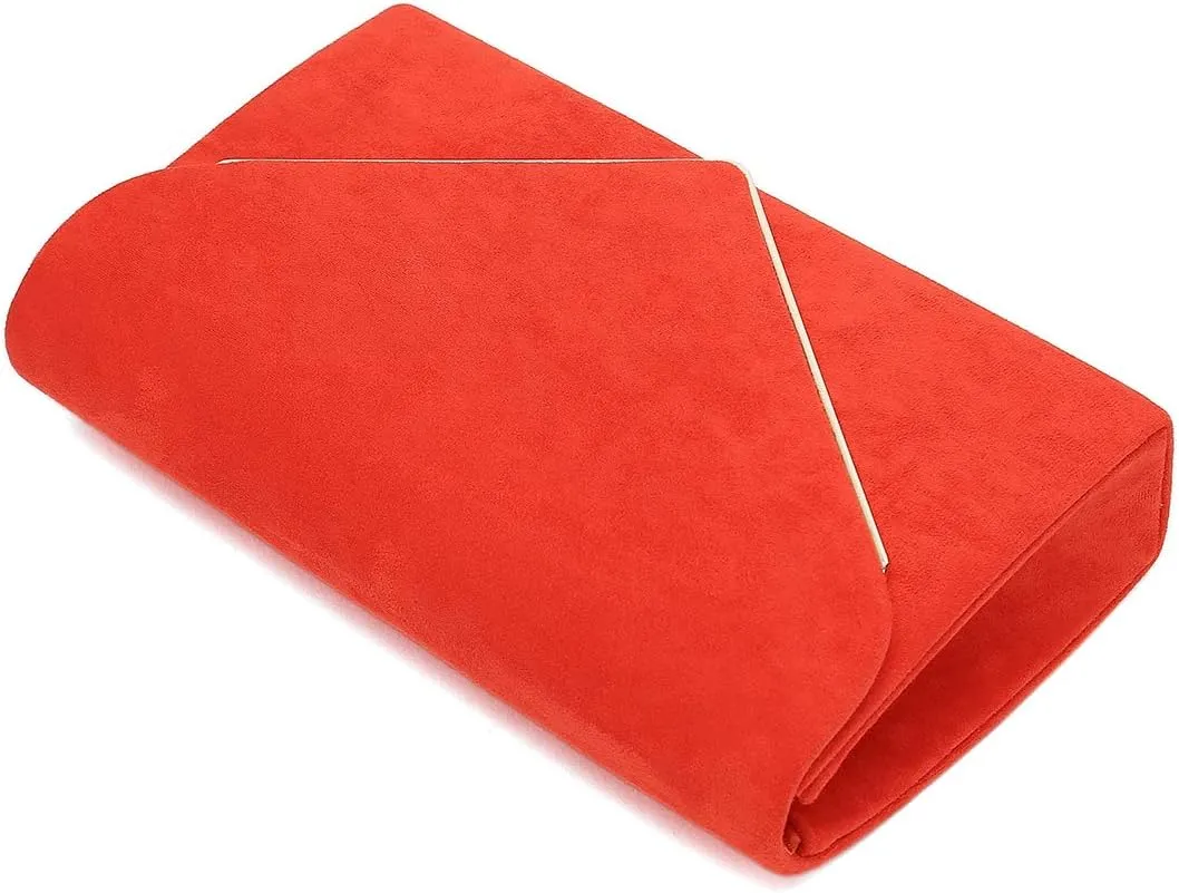 CHARMING TAILOR Faux Suede Clutch Bag Elegant Metal Binding Evening Purse for Wedding/Prom/Black-Tie Events