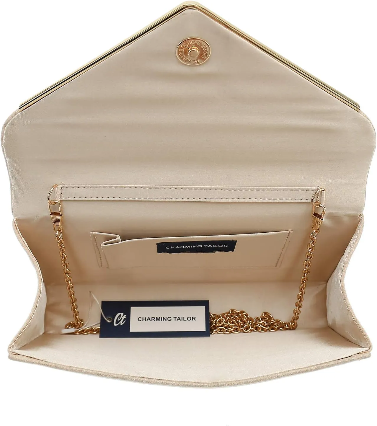CHARMING TAILOR Faux Suede Clutch Bag Elegant Metal Binding Evening Purse for Wedding/Prom/Black-Tie Events