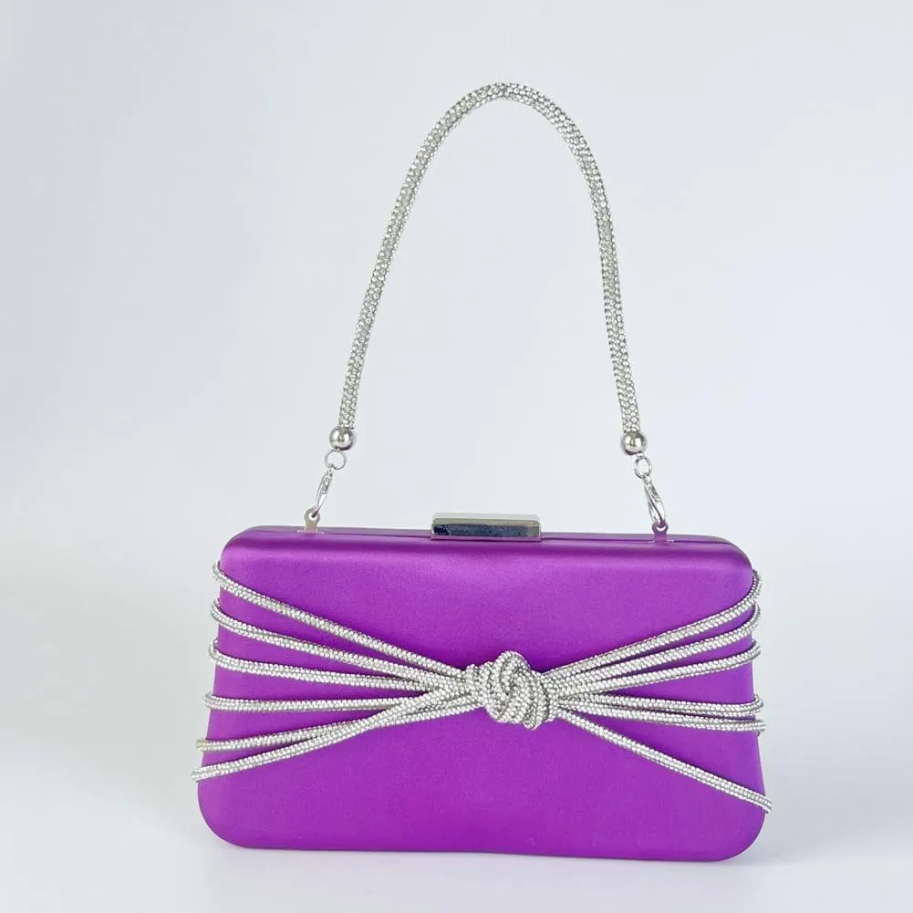 Chic Rhinestone Chain Knot Clutch - Stylish Evening Handbag for Women, Crossbody Party & Wedding Purse