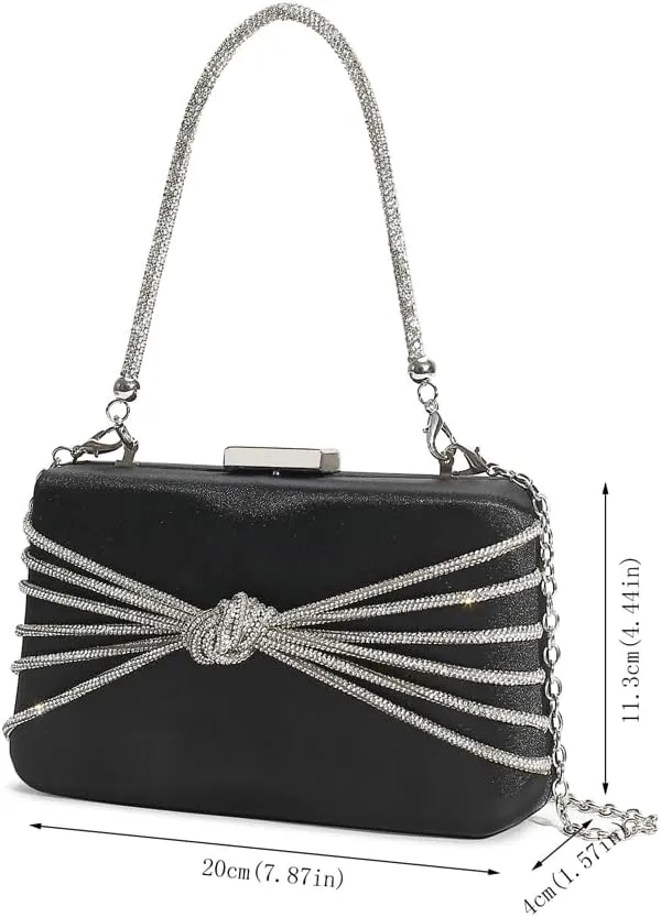 Chic Rhinestone Chain Knot Clutch - Stylish Evening Handbag for Women, Crossbody Party & Wedding Purse
