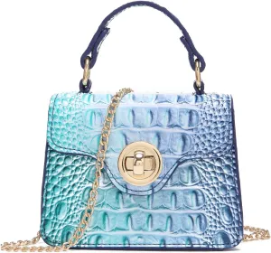 Chic Women Crocodile Leather bags Mini Top-Handle Clutch Compact Evening Bag Stylish Accessory for Essentials
