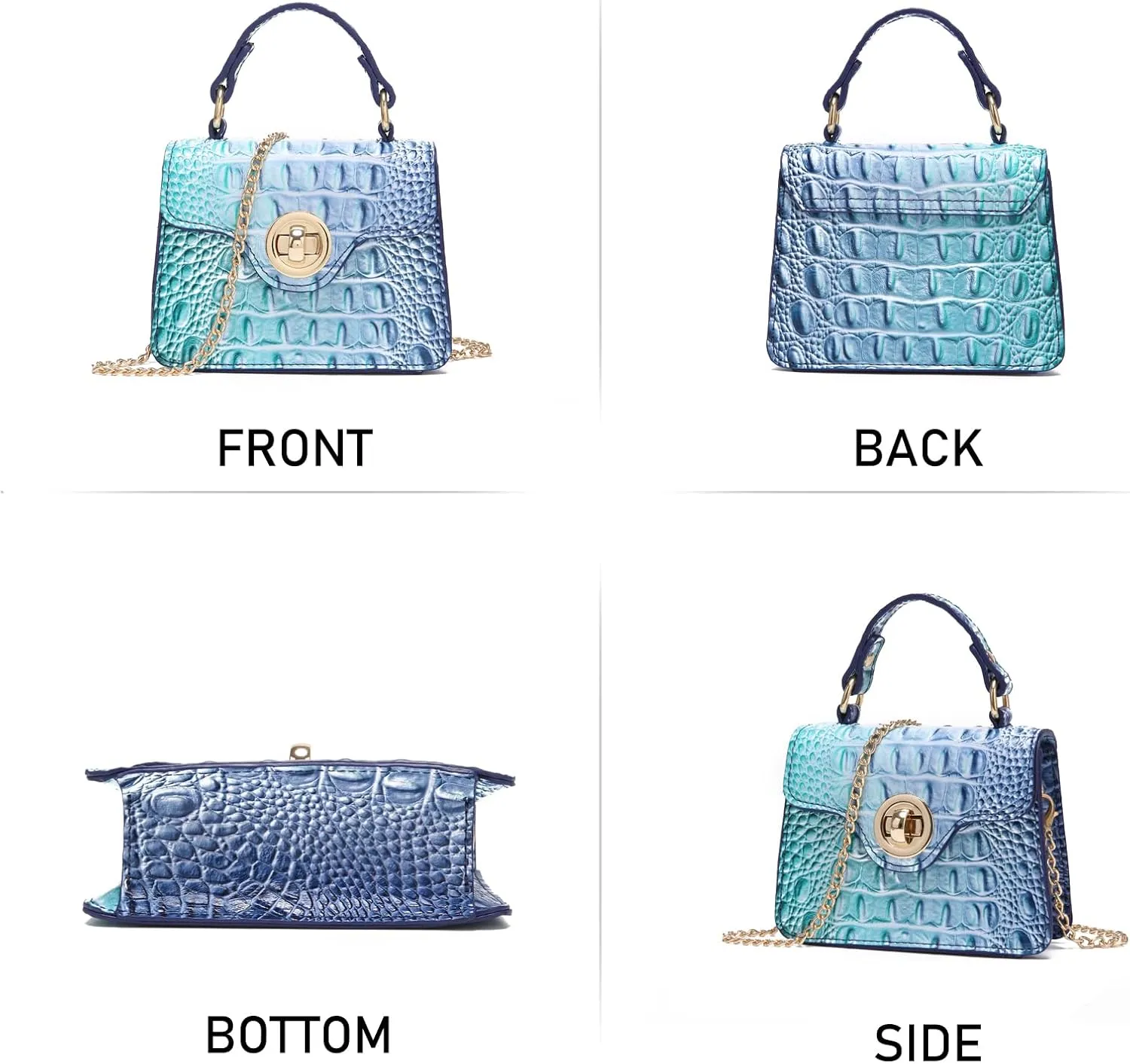Chic Women Crocodile Leather bags Mini Top-Handle Clutch Compact Evening Bag Stylish Accessory for Essentials