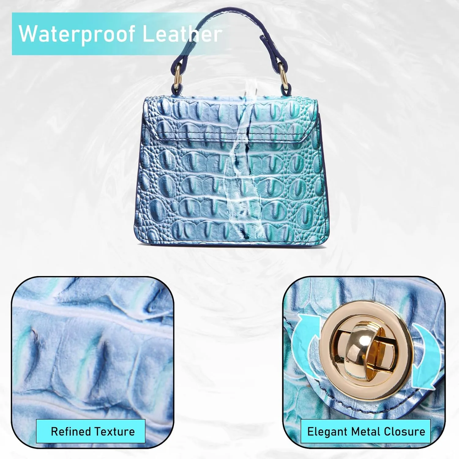 Chic Women Crocodile Leather bags Mini Top-Handle Clutch Compact Evening Bag Stylish Accessory for Essentials