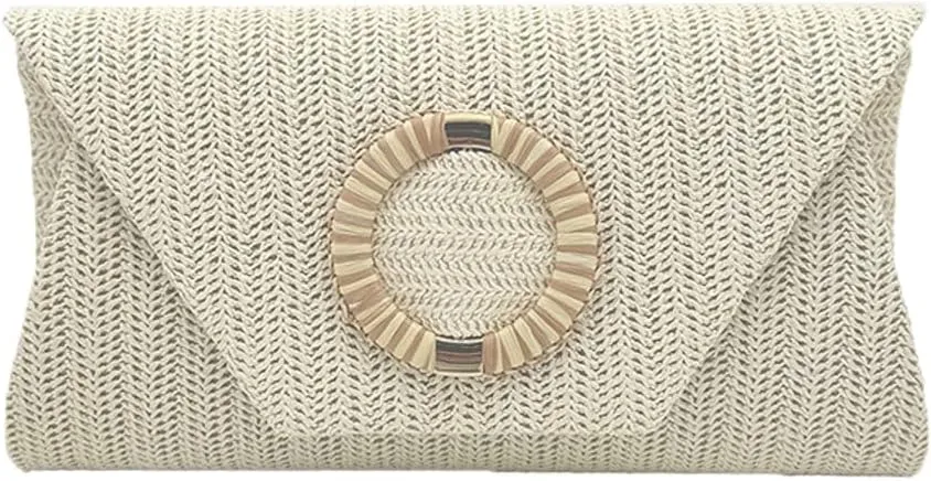 Chic Woven Clutch Handbags for Women Summer Straw Evening Envelope Bag Designer Boho Purse for Beach,Party