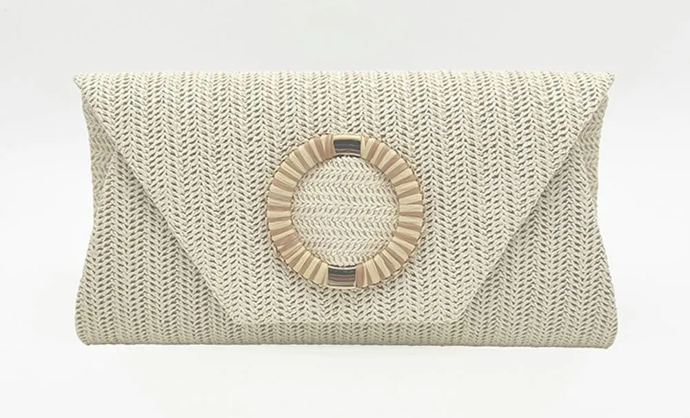 Chic Woven Clutch Handbags for Women Summer Straw Evening Envelope Bag Designer Boho Purse for Beach,Party
