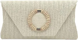 Chic Woven Clutch Handbags for Women Summer Straw Evening Envelope Bag Designer Boho Purse for Beach,Party