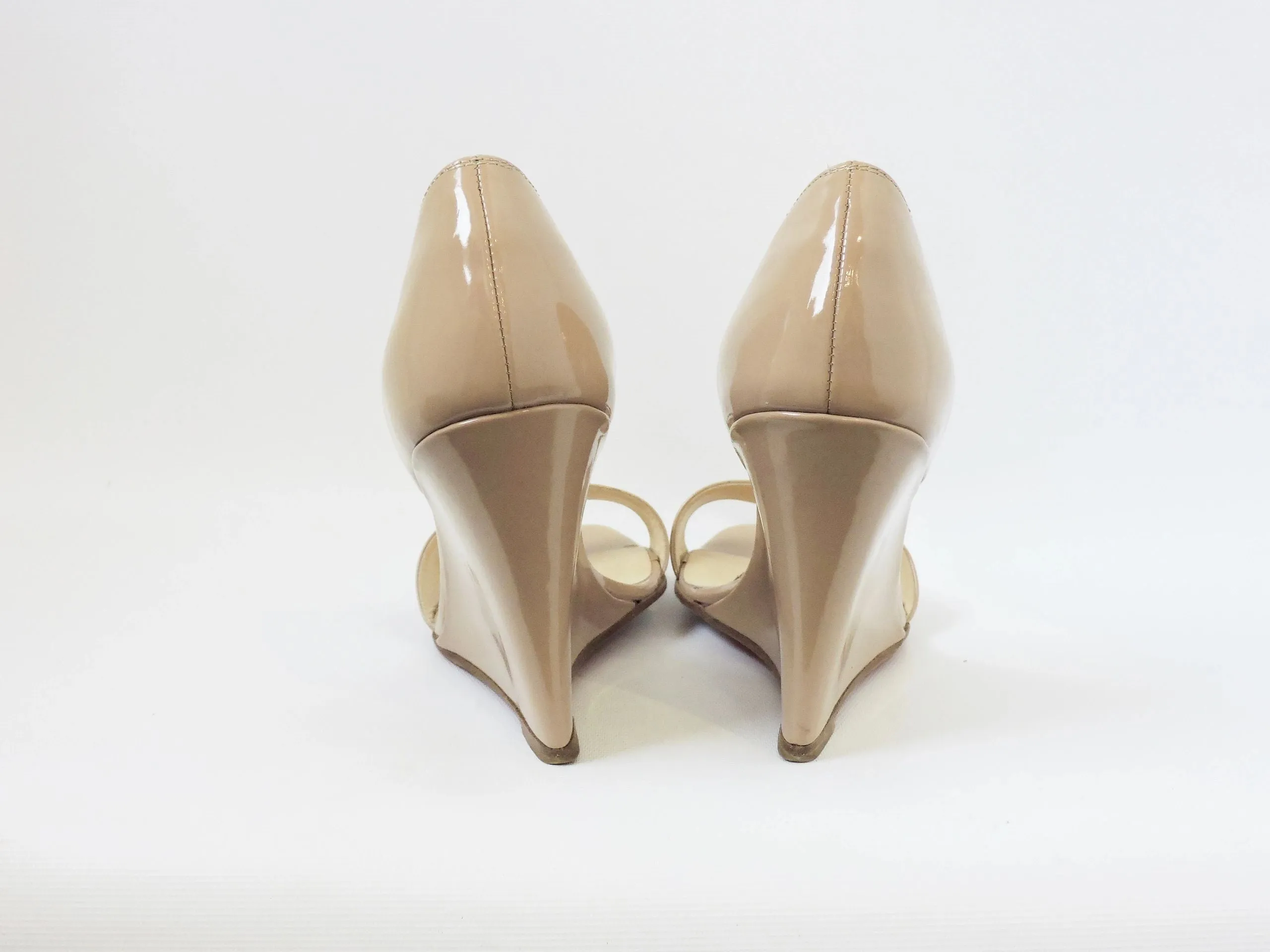 Christian Louboutin Patent Leather Wedge Size 37.5 It (7.5 Us)