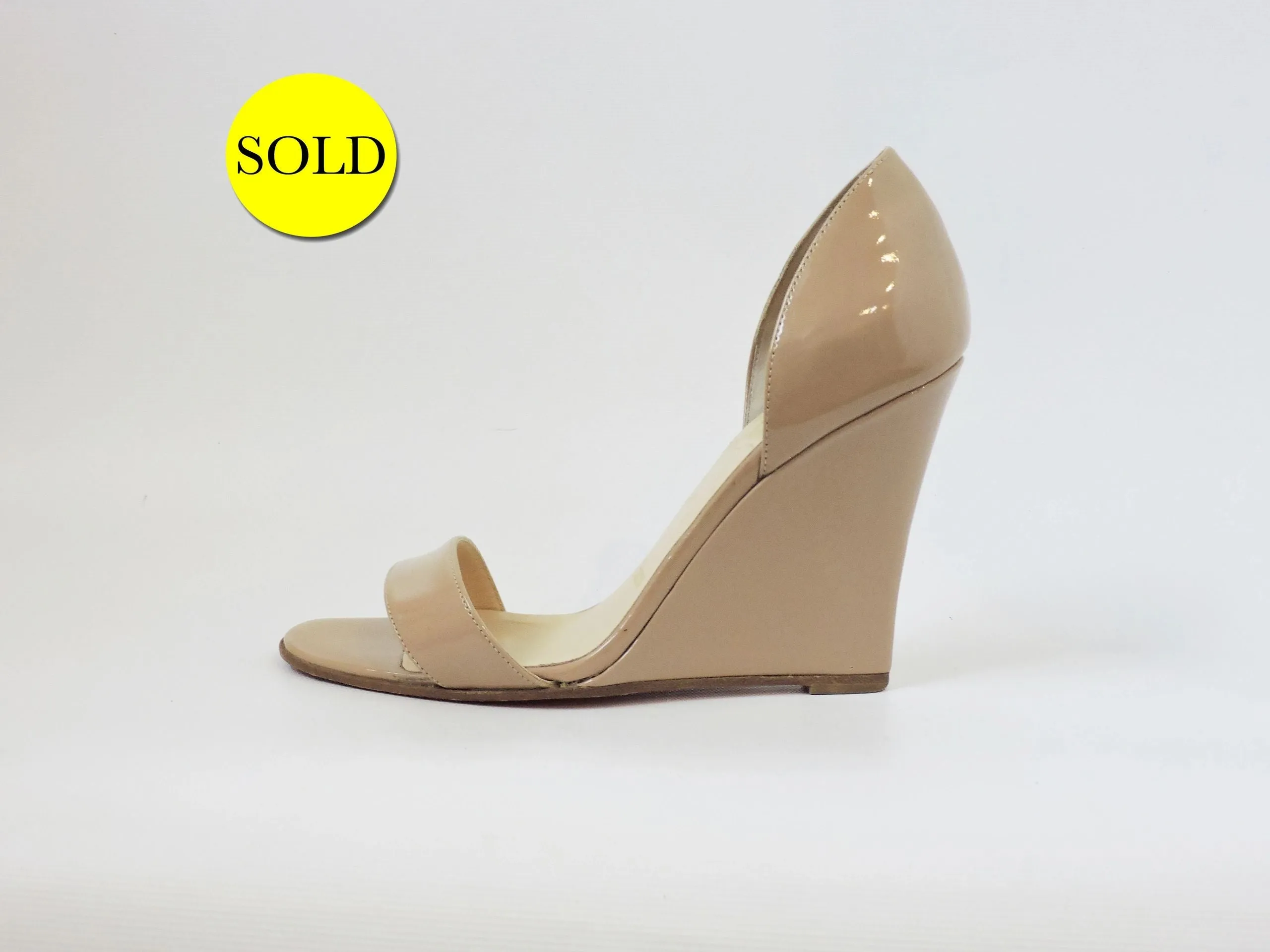 Christian Louboutin Patent Leather Wedge Size 37.5 It (7.5 Us)