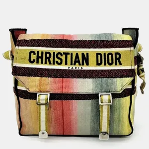 Christian Multicolor Canvas Embroidered Dioraura Messenger