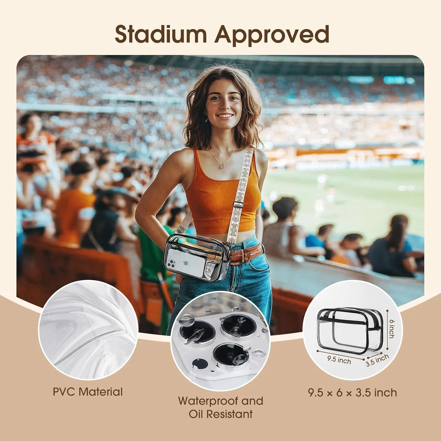 Clear Bag For Stadium Events, Clear Purse Stadium Crossbody Bag