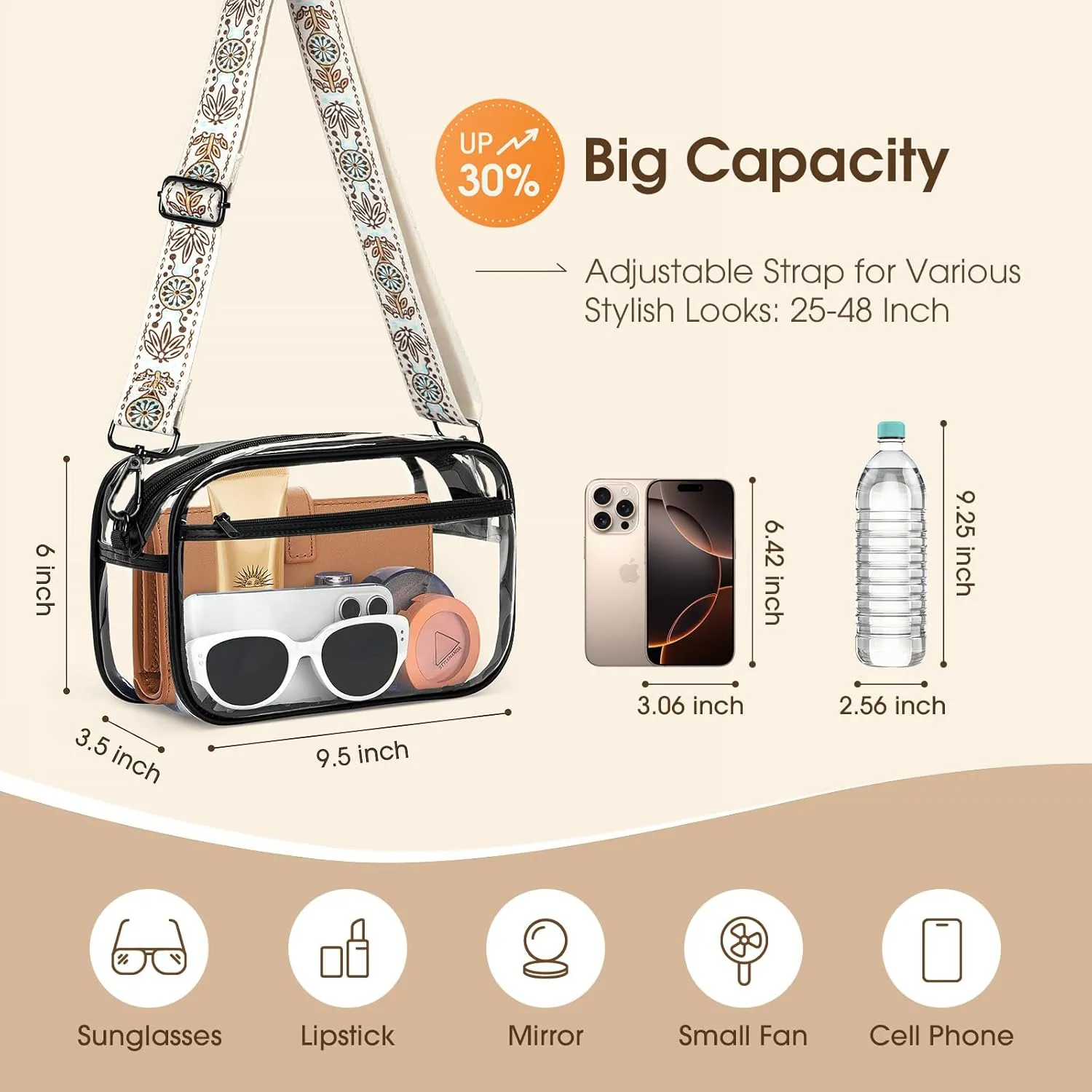 Clear Bag For Stadium Events, Clear Purse Stadium Crossbody Bag