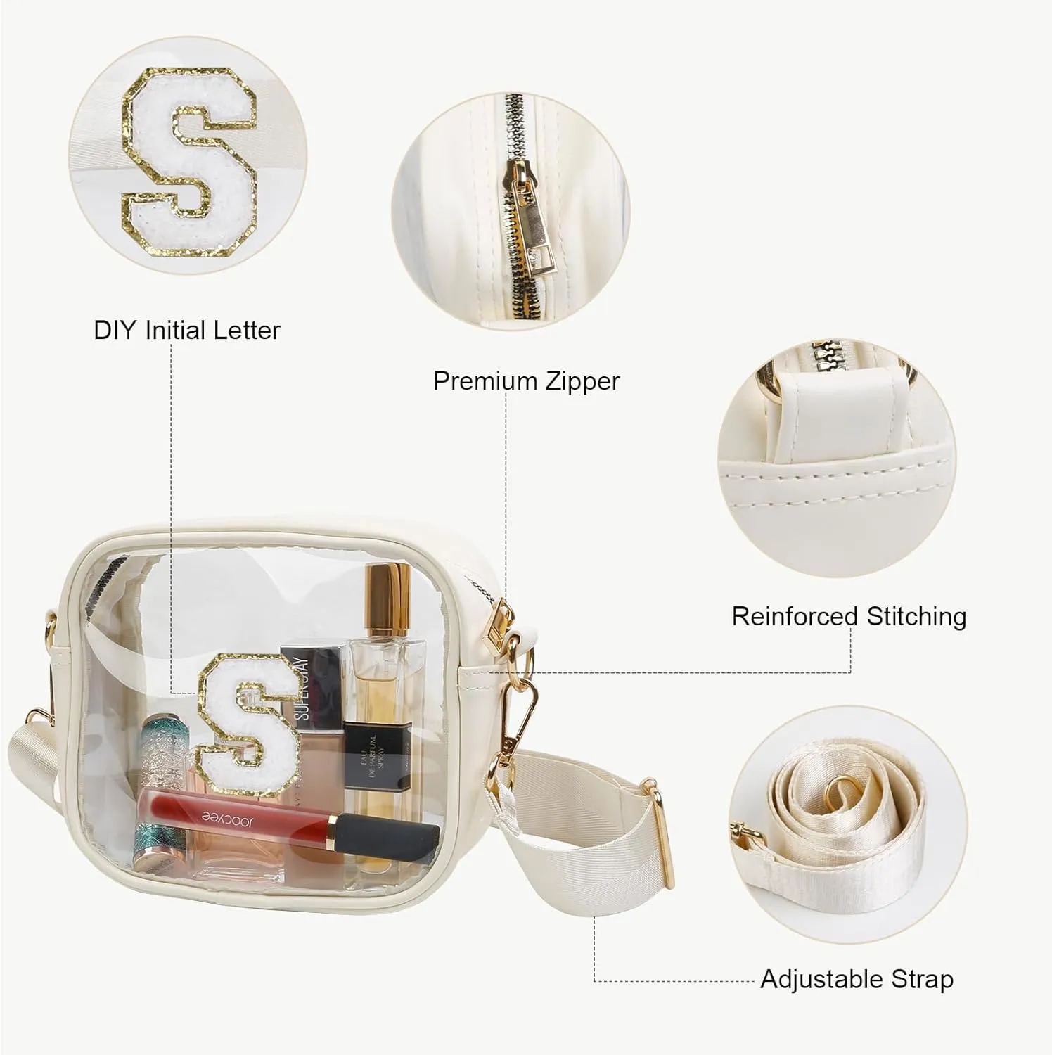 Clear Purses for Women - Crossbody Small Bag, Stadium Approved, Sport Concerts