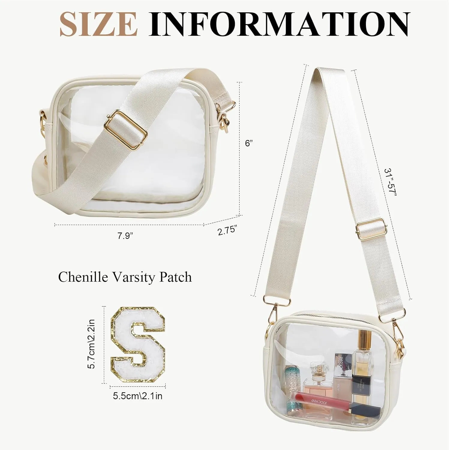 Clear Purses for Women - Crossbody Small Bag, Stadium Approved, Sport Concerts