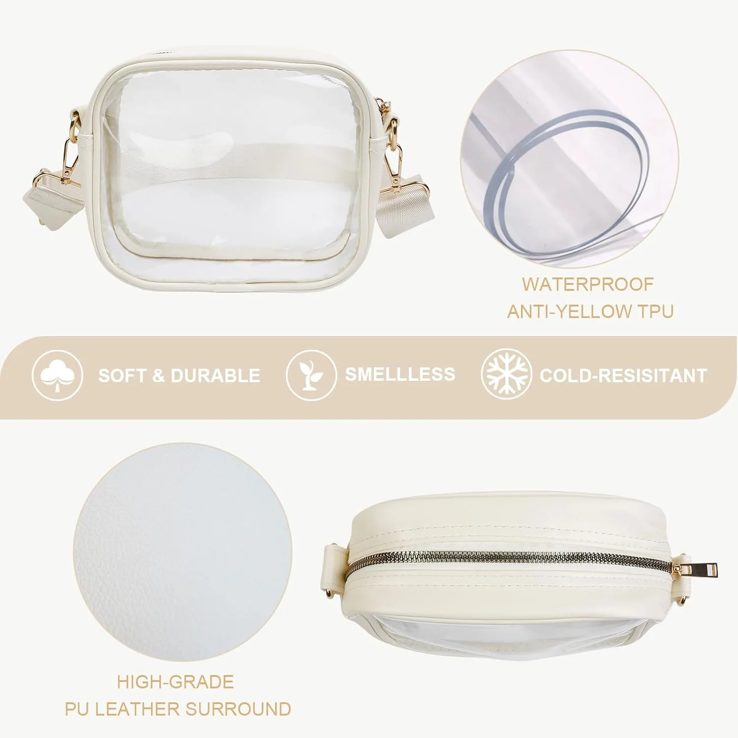 Clear Purses for Women - Crossbody Small Bag, Stadium Approved, Sport Concerts