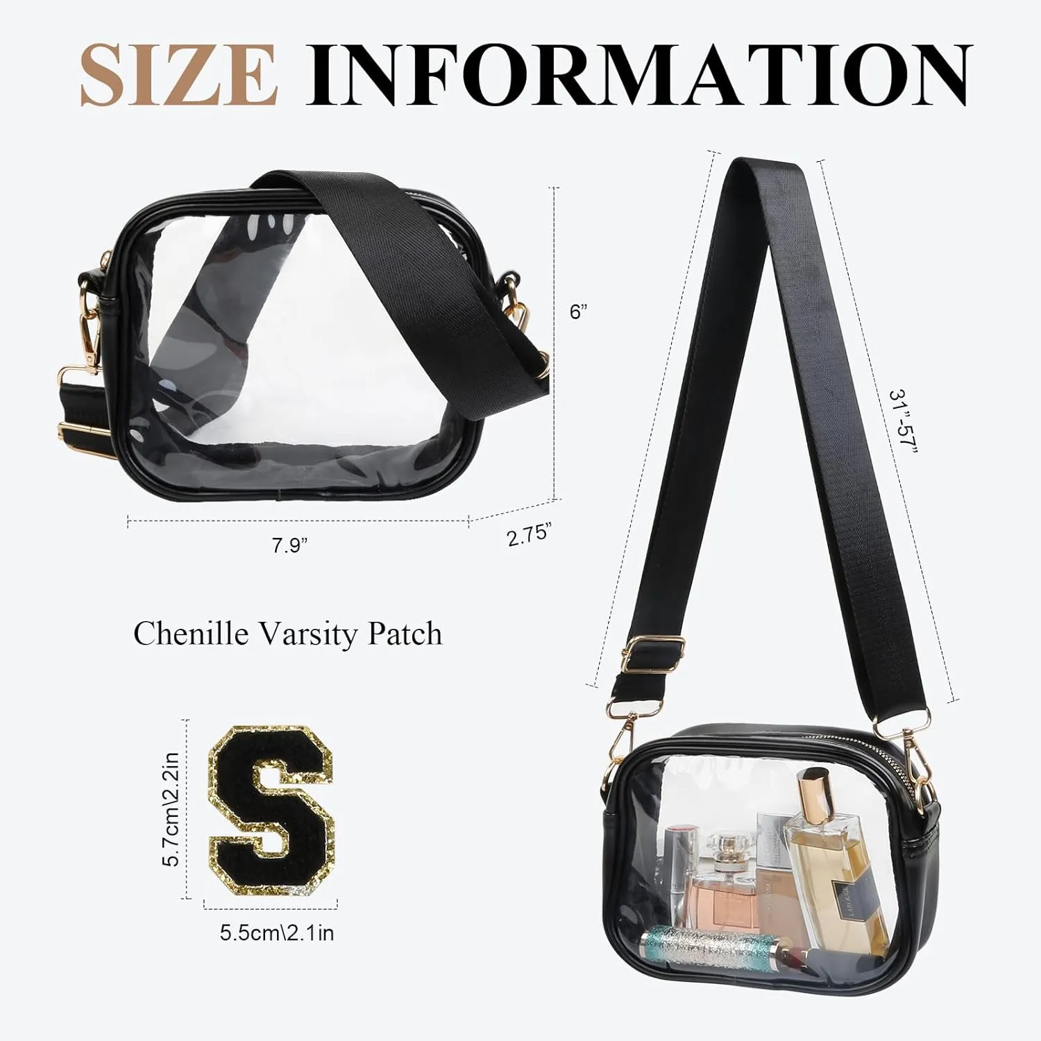 Clear Purses for Women - Crossbody Small Bag, Stadium Approved, Sport Concerts