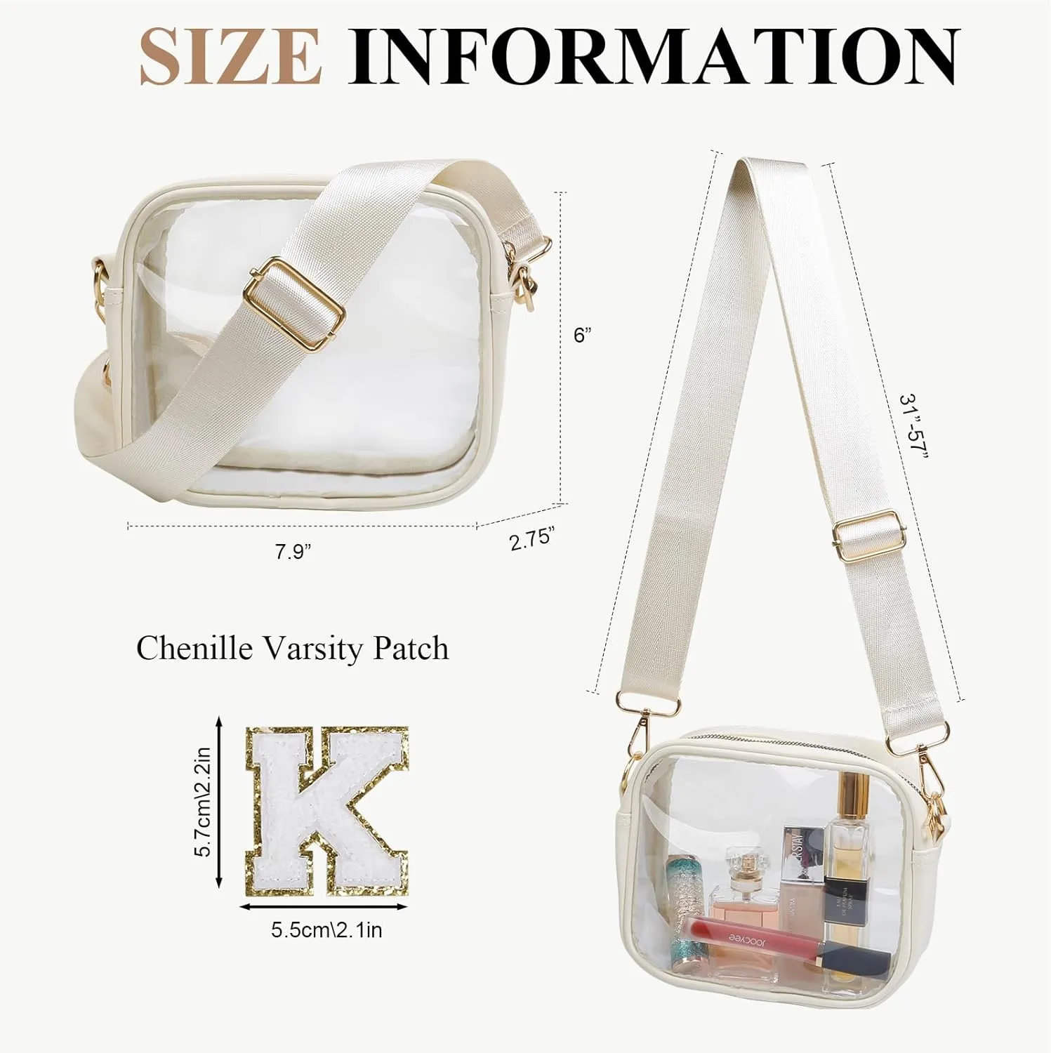 Clear Purses for Women - Crossbody Small Bag, Stadium Approved, Sport Concerts