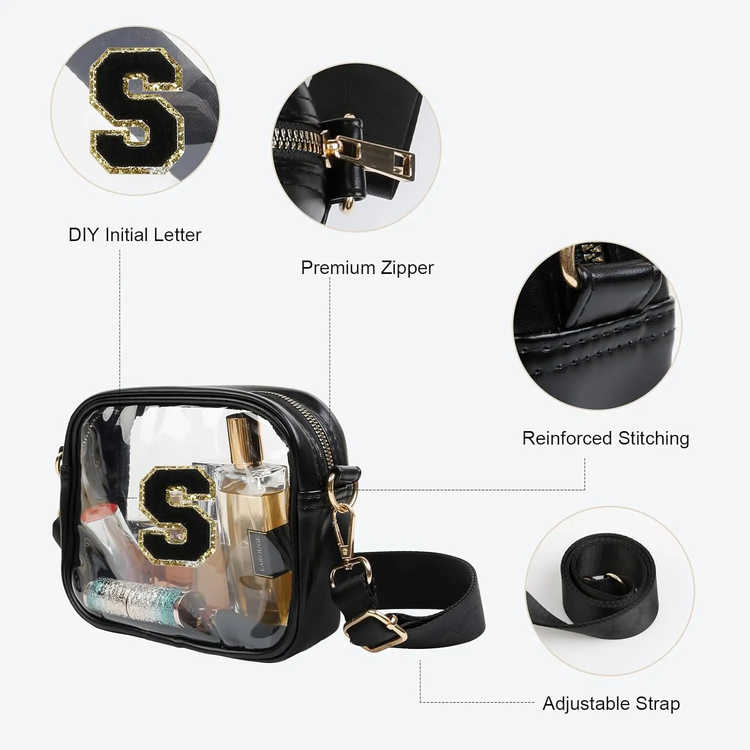 Clear Purses for Women - Crossbody Small Bag, Stadium Approved, Sport Concerts